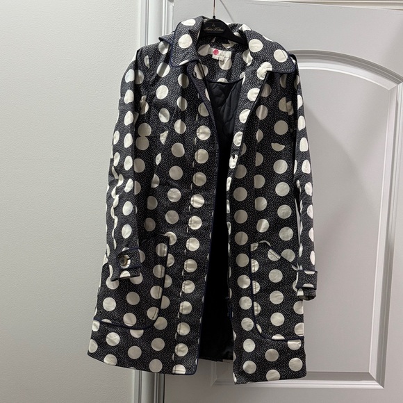 Boden Black and White Polka Dot Hooded Trench Raincoat Mac Coat - Picture 1 of 7